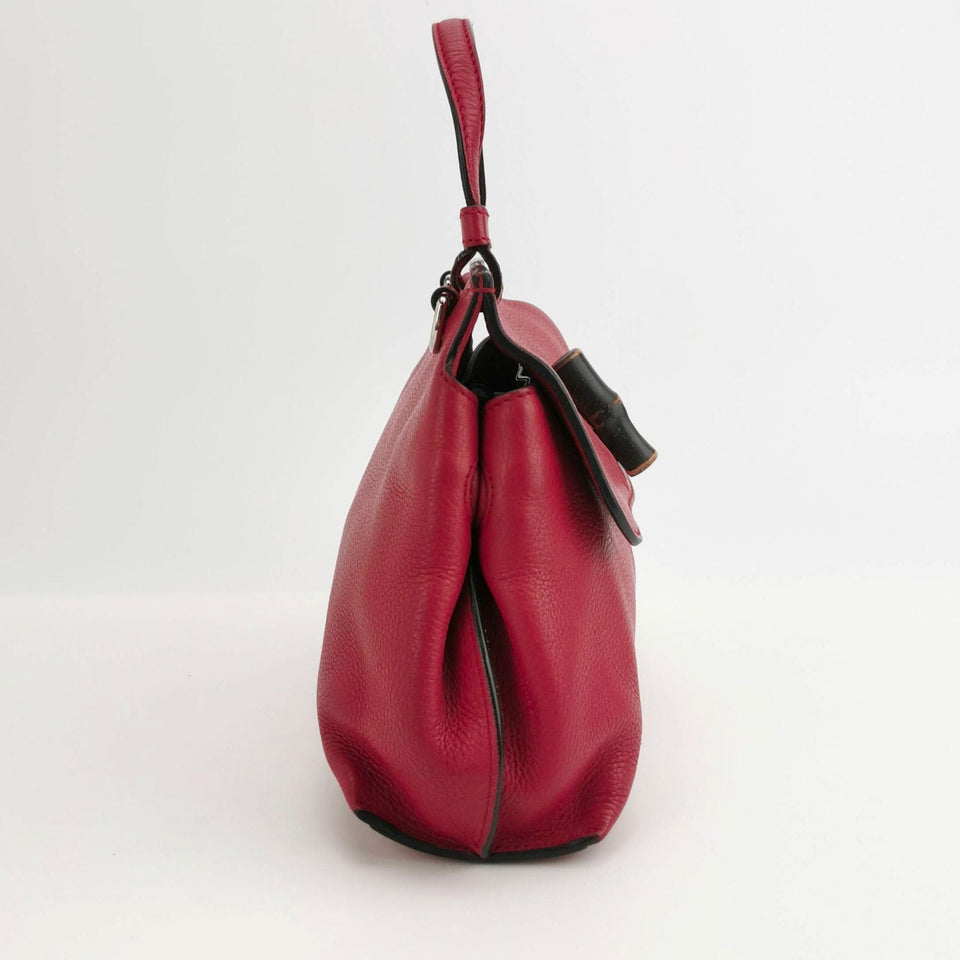 Gucci Pink Leather Small Bamboo Daily Top Handle Bag