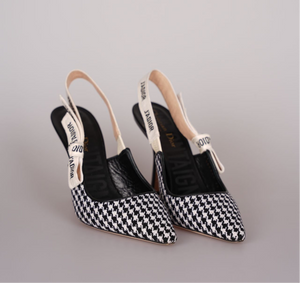 Dior J'ADior Sandals in Black and White Houndstooth Canvas Size 38