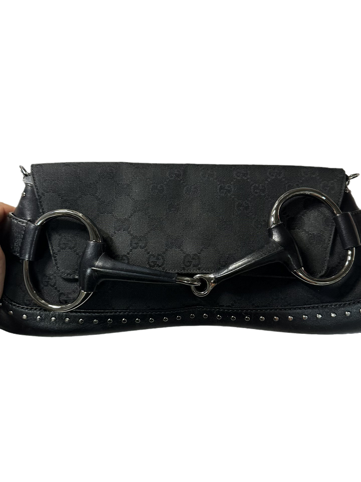 Gucci Horsebit 1955 Cloth Black Monogram Shoulder bag