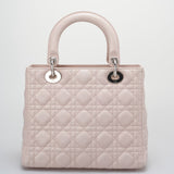 Christian Dior Cherry Blossom Pink Lady Dior Bag in Lambskin with Silver Hardware
