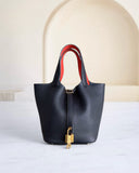 Hermes Picotin 18 - TC Clemence Leather Midnight Blue Gold Hardware Stamp X