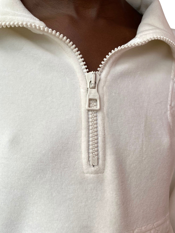 Louis Vuitton Ivory Logo Pocket Quarter Zip Sweater - S