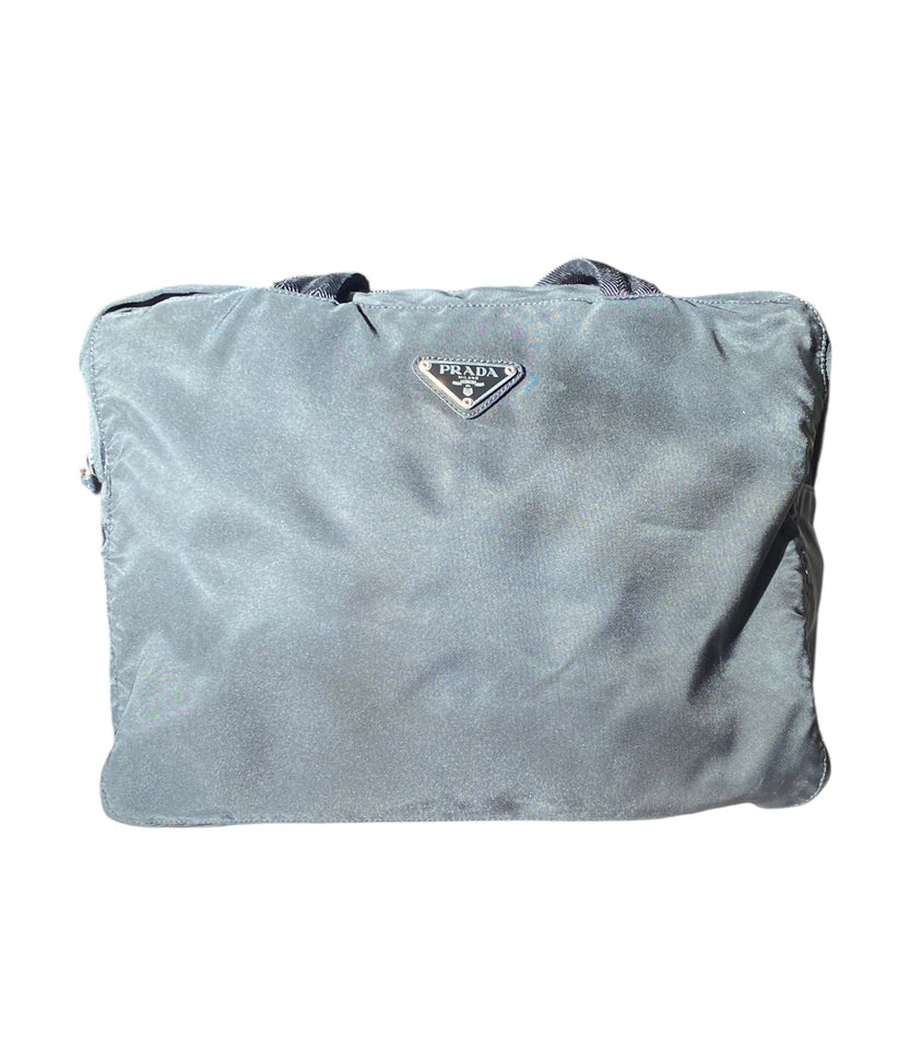 Prada Black Nylon Horizontal Tote
