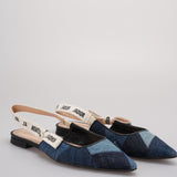 Christian Dior J'ADior Denim Patchwork Slingback Flats size 38