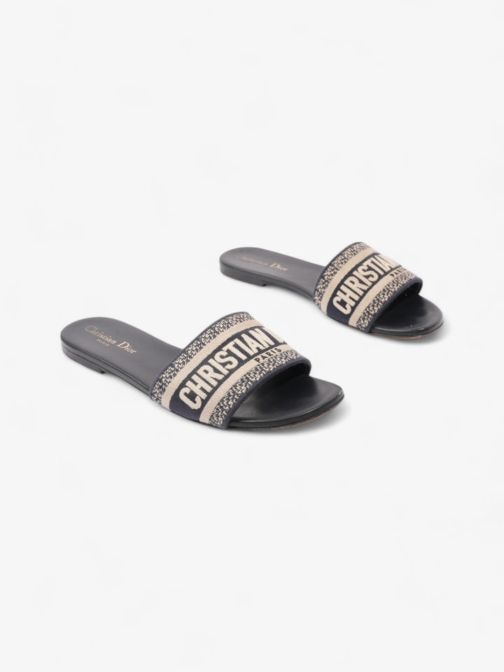 Christian Dior DWAY Slides Navy / Beige  Canvas EU 39 UK 6