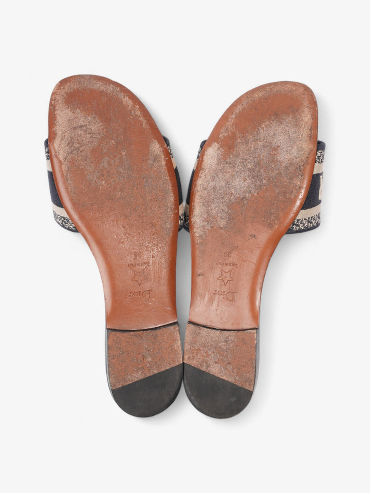 Christian Dior DWAY Slides Navy / Beige  Canvas EU 39 UK 6