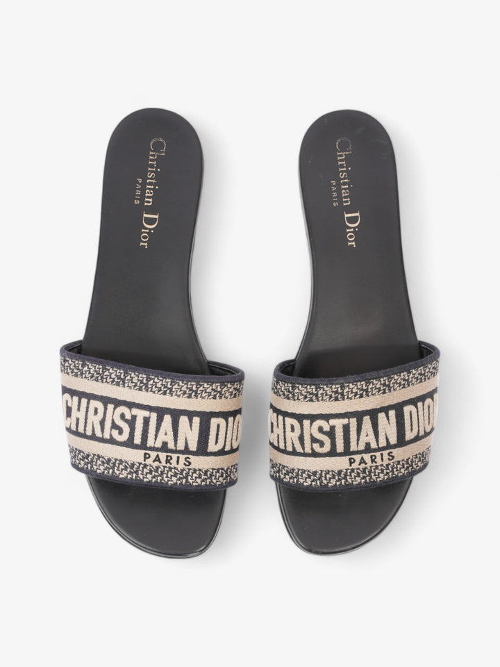 Christian Dior DWAY Slides Navy / Beige  Canvas EU 39 UK 6