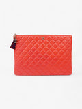 Chanel Matelasse Lambskin Clutch Red Lambskin Leather