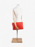 Chanel Matelasse Lambskin Clutch Red Lambskin Leather