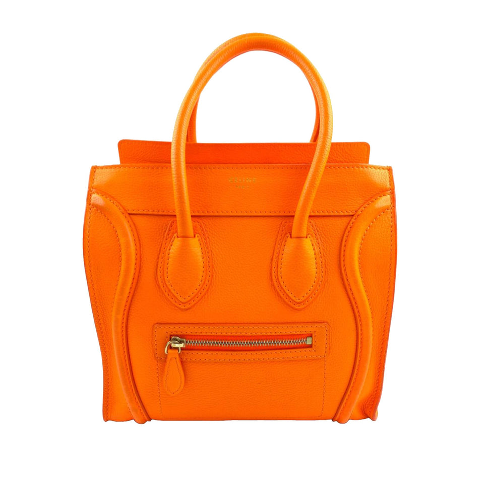 Micro Luggage Leather Handbag Orange