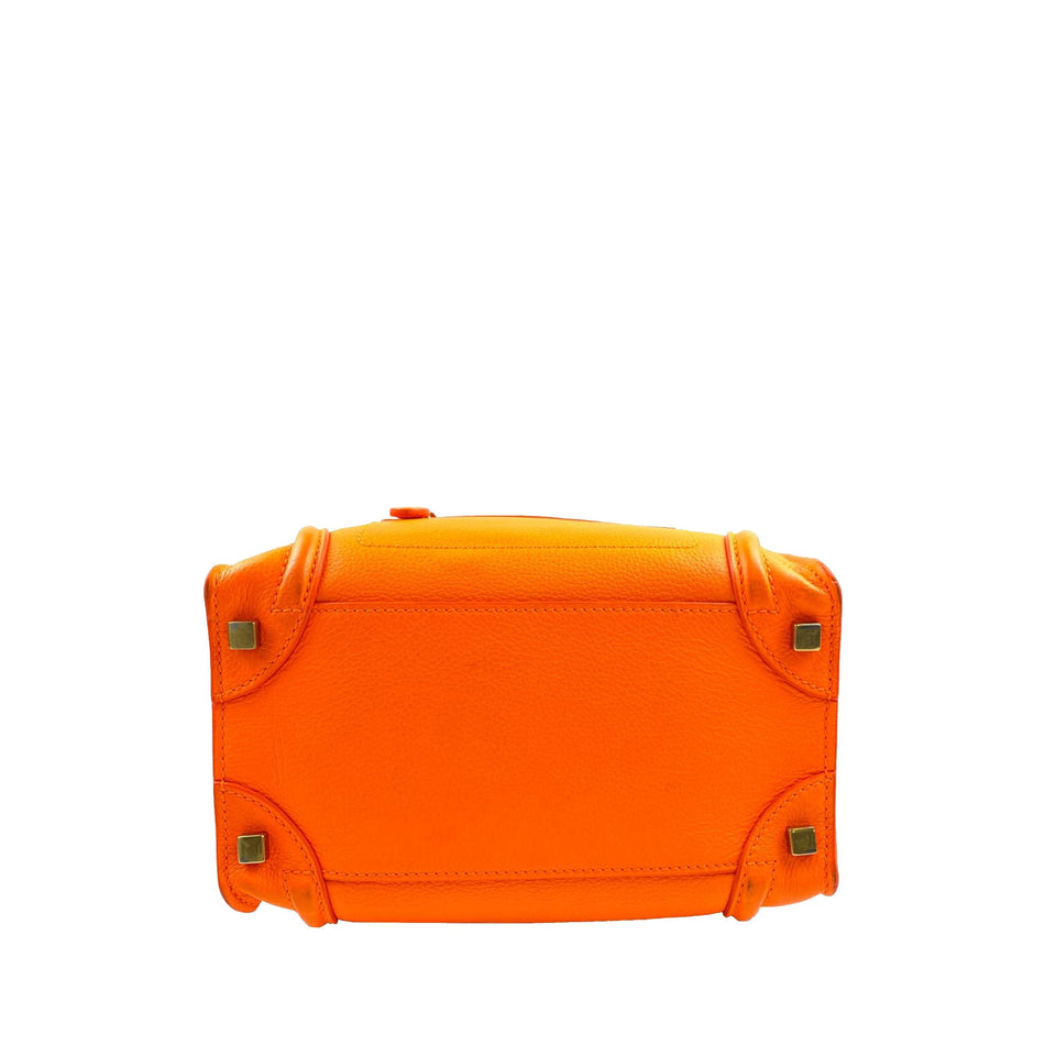 Micro Luggage Leather Handbag Orange