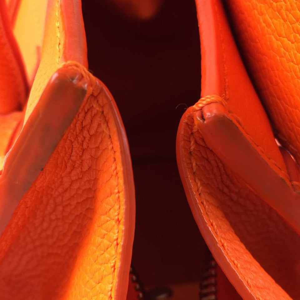 Micro Luggage Leather Handbag Orange