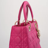 Christian Dior Pink Lady Dior in Cannage Lambskin Leather with Gold Hardware Medium