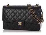 Chanel Jumbo Black Quilted Caviar Classic Double Flap