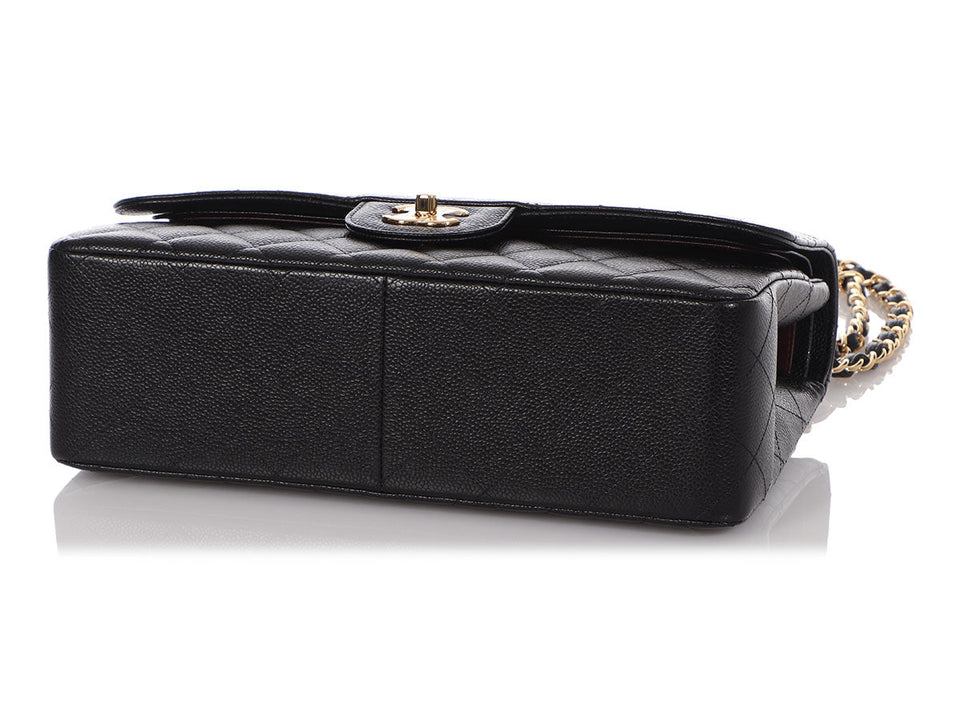 Chanel Jumbo Black Quilted Caviar Classic Double Flap