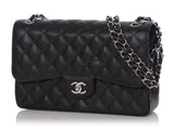 Chanel Jumbo Black Quilted Caviar Classic Double Flap