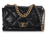 Chanel Maxi Black Quilted Goatskin 19 Flap