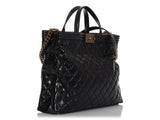 Chanel Large Black Quilted Glazed Calfskin Boy Shopping Tote