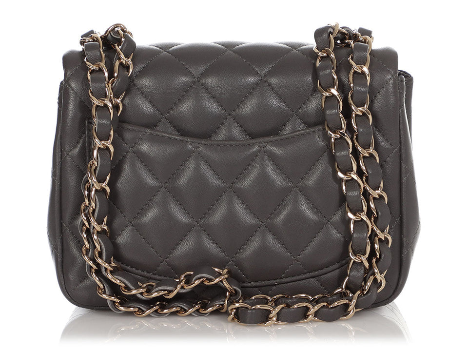 Chanel Mini Dark Gray Lambskin Classic
