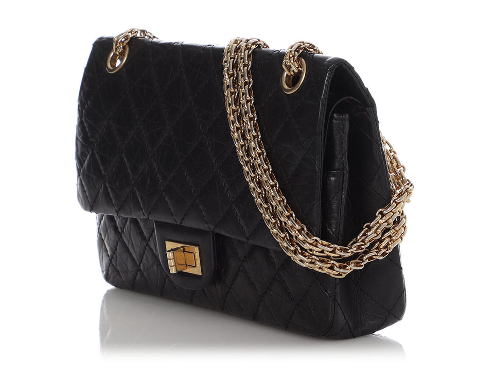 Chanel Black Quilted Distressed Lambskin 2.55 Anniversary Reissue 225