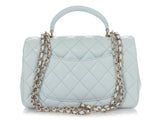 Chanel Light Blue Quilted Lambskin Mini Top Handle Bag