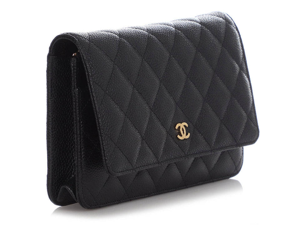Chanel Black Quilted Caviar Wallet on Chain WOC