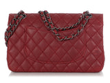 Chanel Medium/Large Red Quilted Caviar Classic Double Flap