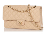 Chanel Medium/Large Beige Quilted Caviar Classic Double Flap
