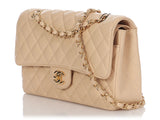 Chanel Medium/Large Beige Quilted Caviar Classic Double Flap
