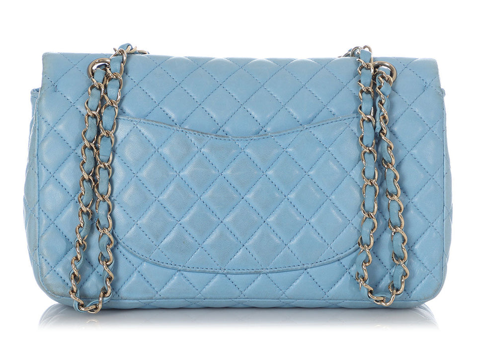 Chanel Medium Blue Quilted Lambskin Valentine Heart Charms Bag