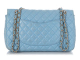 Chanel Medium Blue Quilted Lambskin Valentine Heart Charms Bag