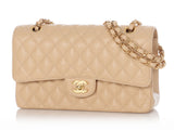 Chanel Medium/Large Beige Quilted Caviar Classic Double Flap