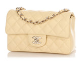 Chanel Mini Light Yellow Quilted Calfskin Classic