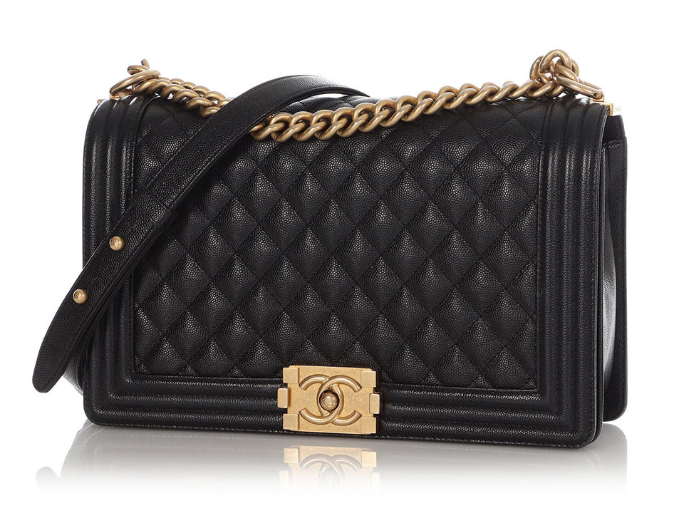 Chanel New Medium Black Quilted Caviar Boy Bag
