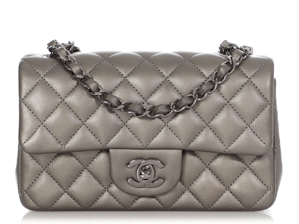Chanel Mini Ruthenium Quilted Lambskin Rectangular Classic