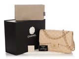 Chanel Jumbo Beige Quilted Caviar Classic Double Flap