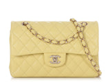 Chanel Small Light Yellow Quilted Caviar Classic Double Flap