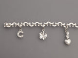 Chanel 18K White Gold Diamond Logo Charm Bracelet