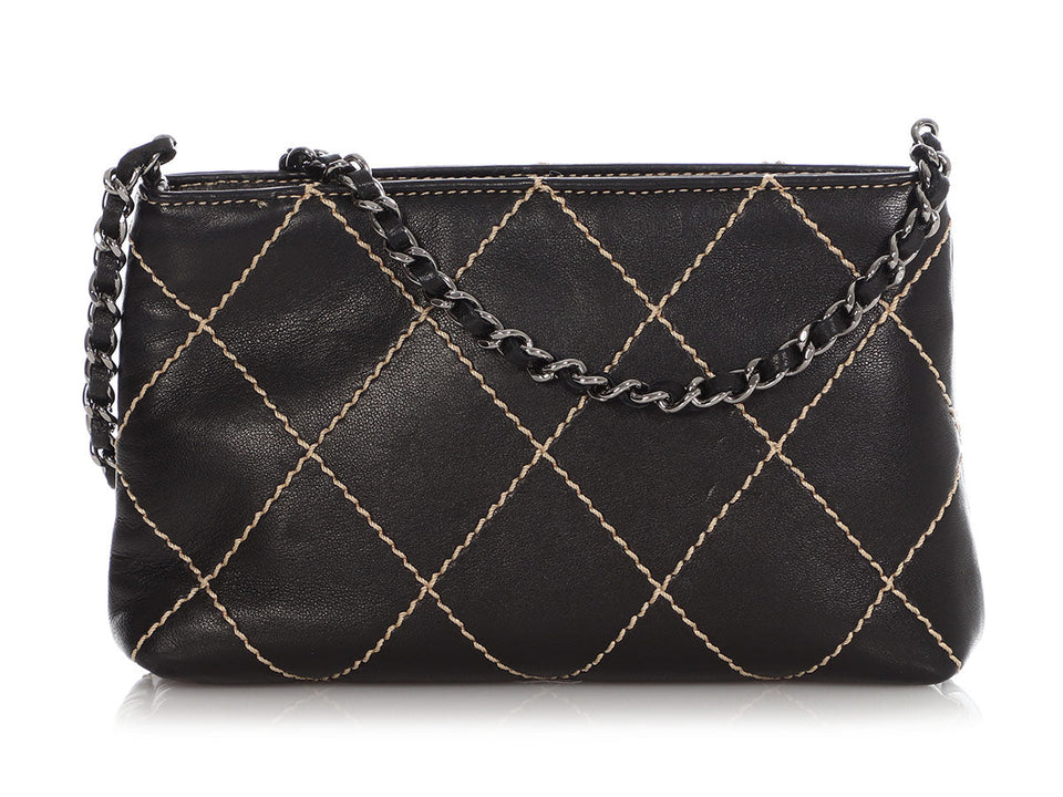 Chanel Black Lambskin Wild Stitch Mini Bag