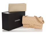 Chanel Medium/Large Beige Quilted Caviar Classic Double Flap