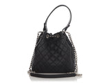 Chanel Small Black Quilted Grained Calfskin Drawstring Bucket Bag