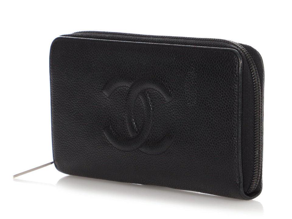 Chanel Black Caviar Long Zippered Wallet