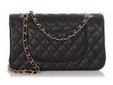 Chanel Medium/Large Black Quilted Caviar Classic Double Flap