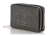 Chanel Striped Denim Double Zip Wallet