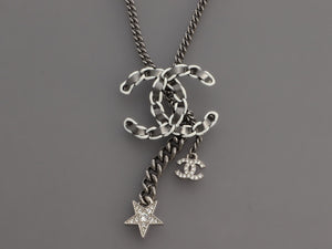 Chanel Logo Necklace & Pierced Earrings Set