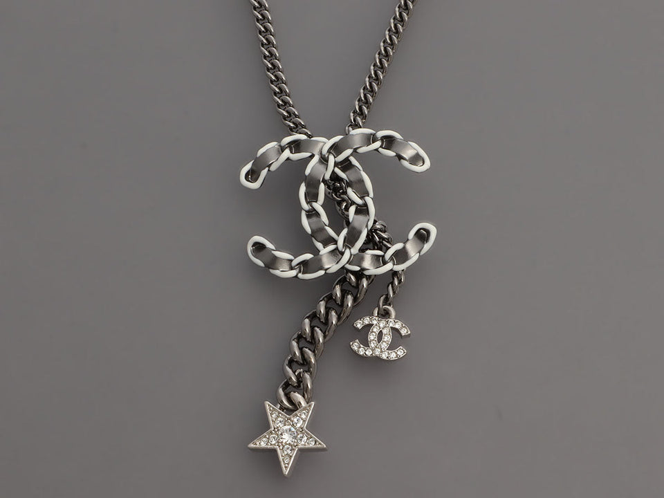 Chanel Logo Necklace & Pierced Earrings Set