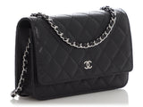 Chanel Black Quilted Caviar Wallet On Chain WOC
