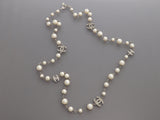 Chanel Long Pearl and Crystal Logo Necklace