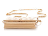 Chanel Beige Quilted Caviar Wallet on Chain WOC
