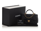 Chanel Mini Black Quilted Caviar Top Handle Flap